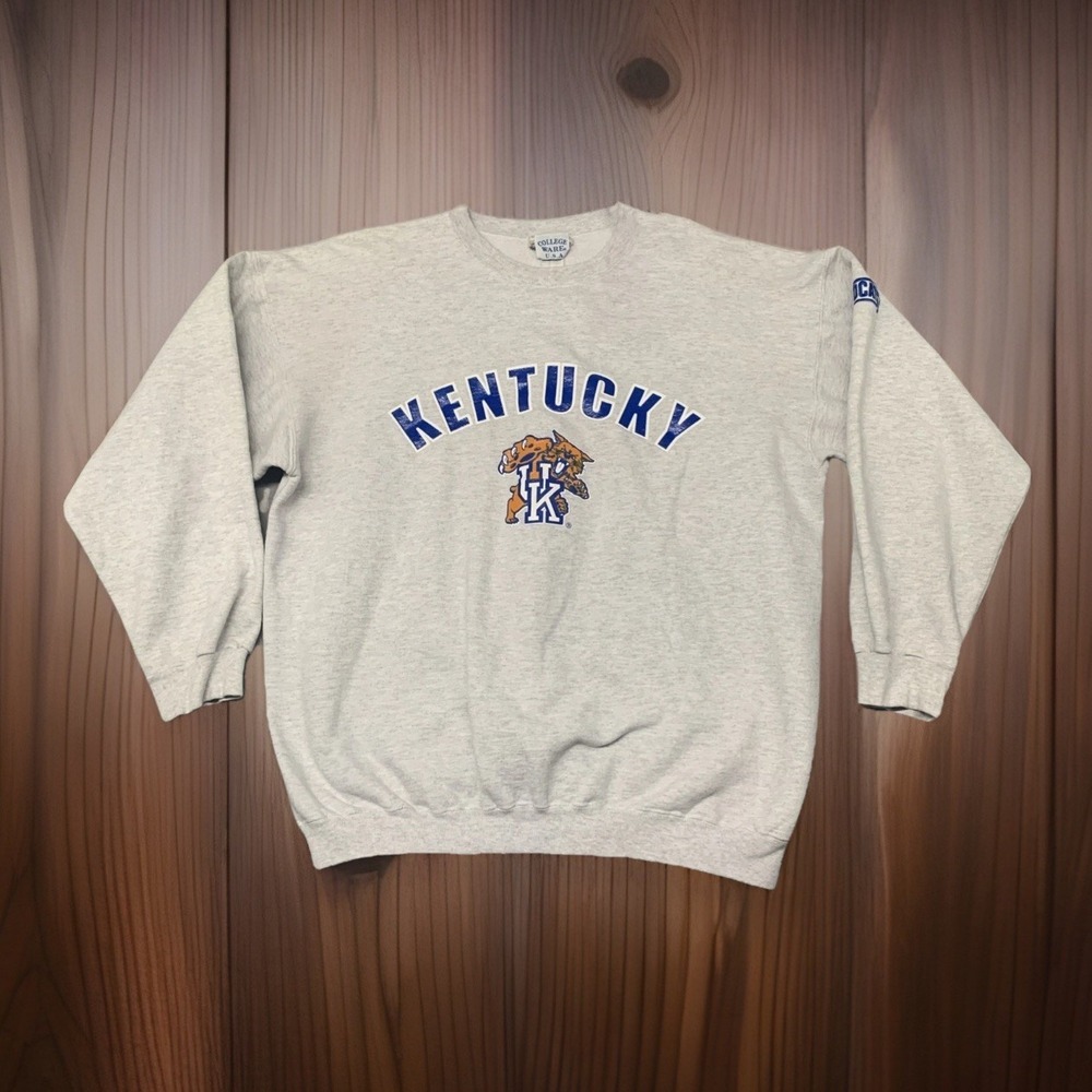 Vintage Kentucky Wildcats Sweatshirt Mens Large Gray Spellout College Sports